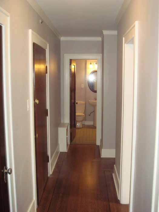 Hallway with original hardwood at Beaufort Mansions